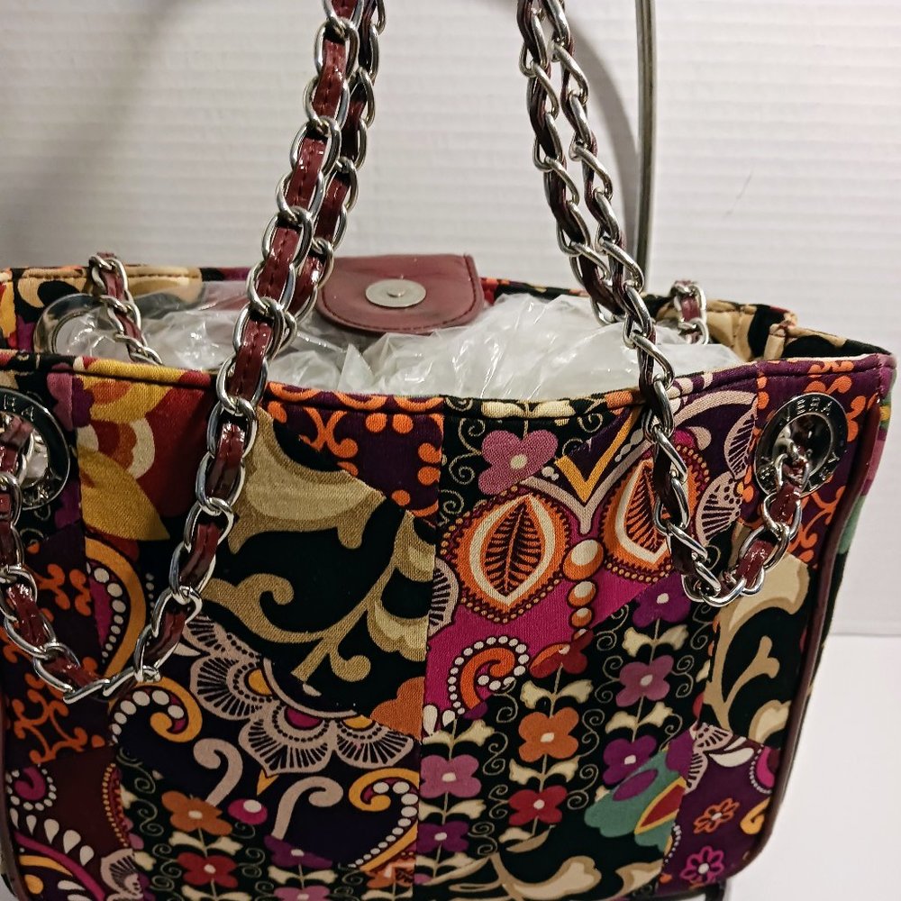 Vera Bradley vintage handbag colorful patterns long chain straps handle